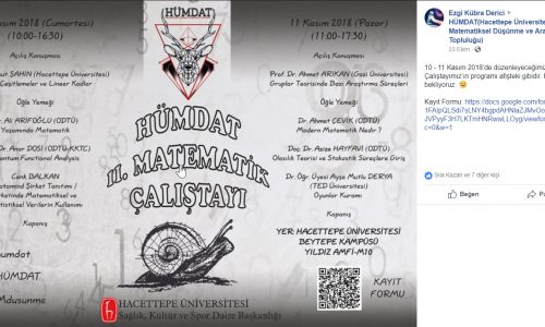 HÜMDAT II. Matematik Çalıştayı 10-11 Kasım 2018 – Beytepe