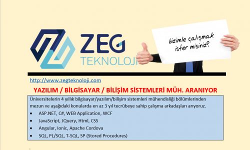 ZEG TEKNOLOJİ, BİLGİSAYAR / YAZILIM MÜH. ARIYOR