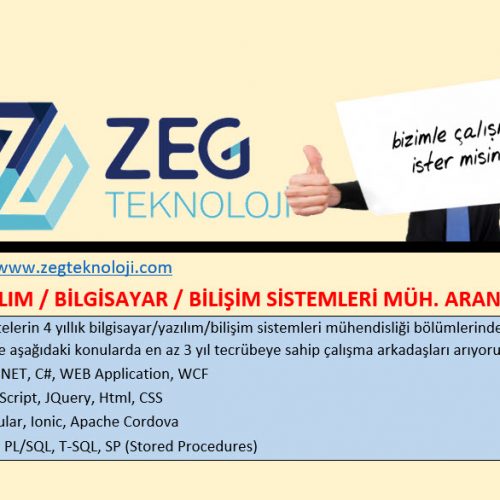 ZEG TEKNOLOJİ, BİLGİSAYAR / YAZILIM MÜH. ARIYOR