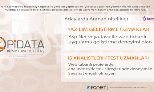 PİDATA YAZILIM UZMANLARI ve İŞ ANALİSTLERİ ARIYOR