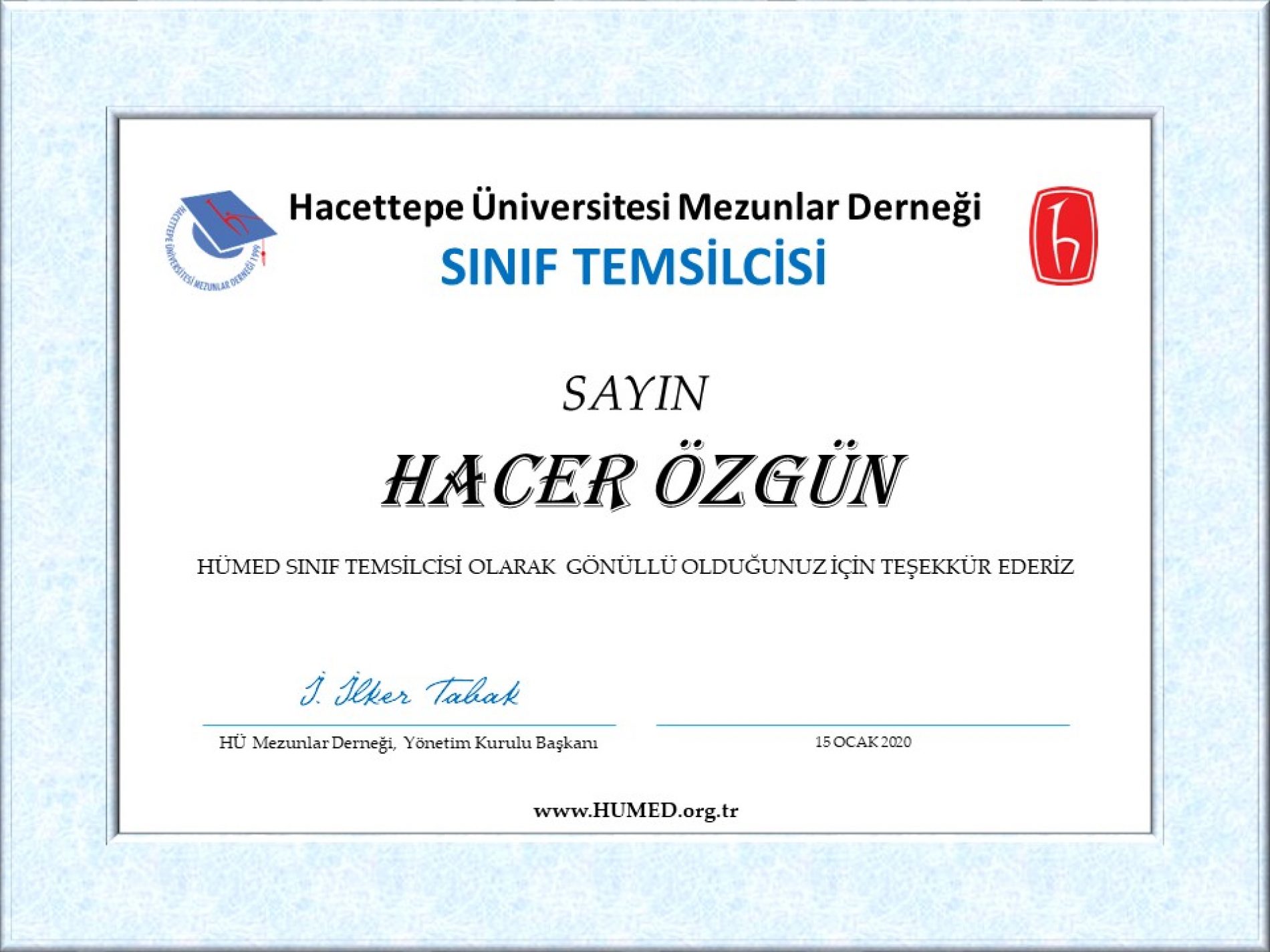 HACER ÖZGÜN Sınıf Temsilcisi Oldu