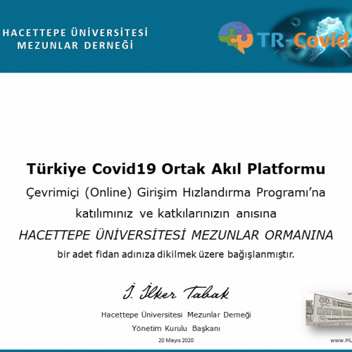 TR-Covid19 Ortak Akıl Platformuna Katılanlara Fidan Bağışı